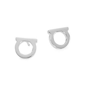 Salvatore Ferragamo Silvertone logo stud earrings